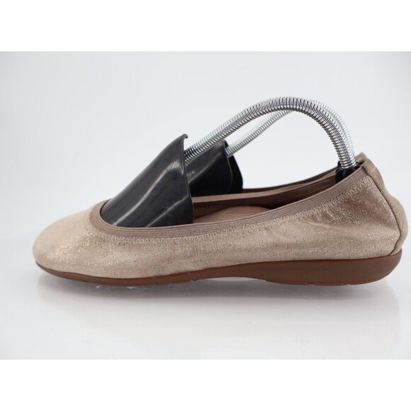 Abeo Tia Bio System Sz 10 N Women Gold Smooth Fabric Slip On Ballet Flat Shoes - Picture 5 of 12